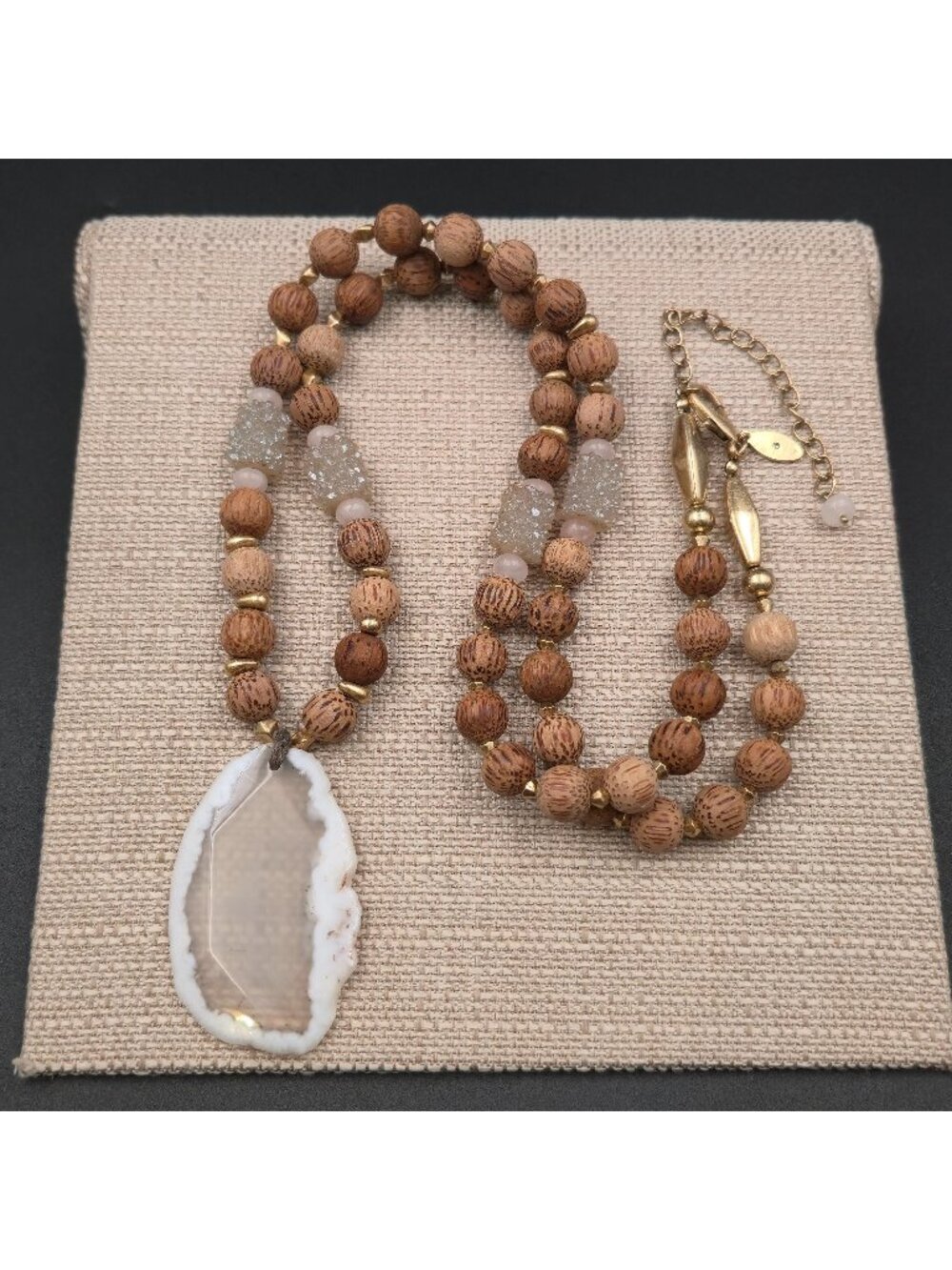 40 Inch Rudraksha Seeds With Agate Pendant Necklace B1145